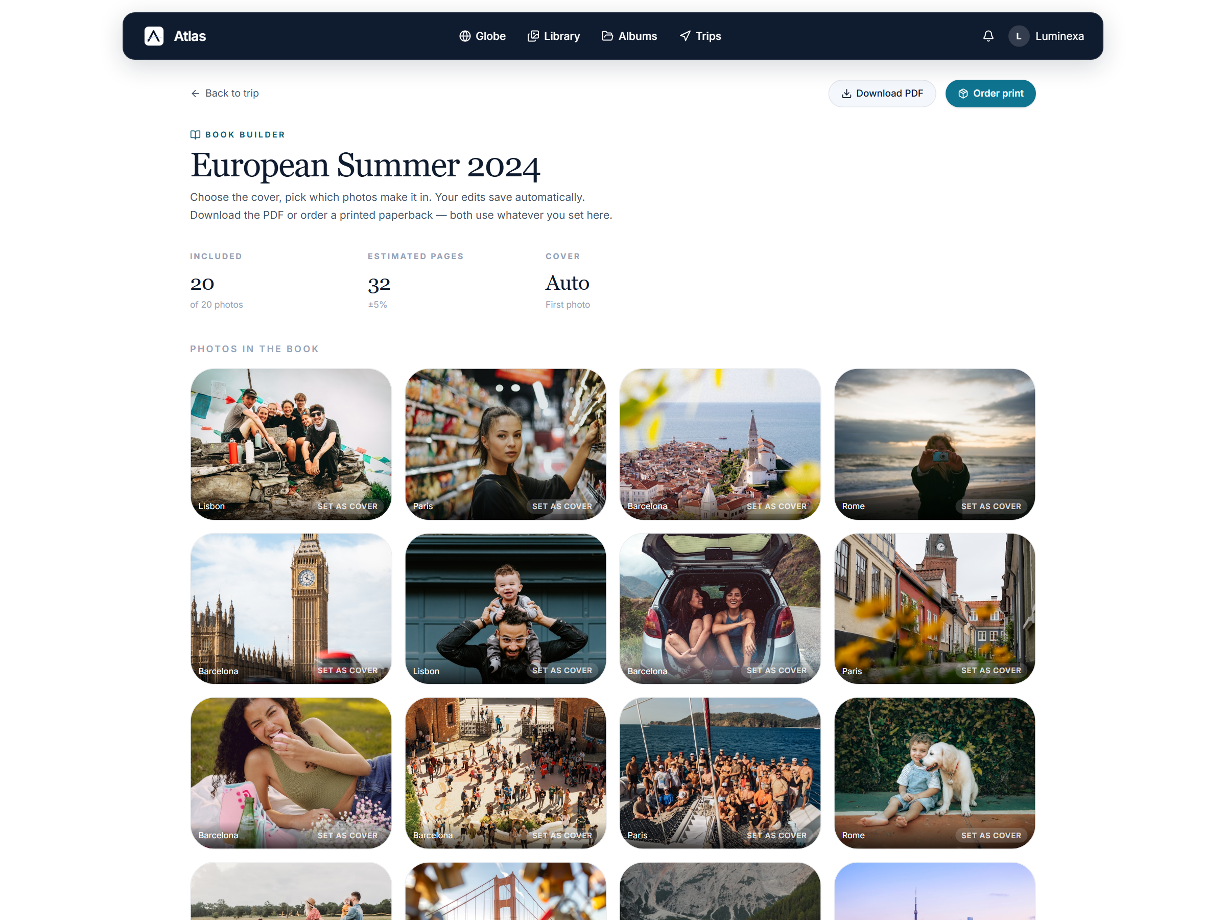 One Atlas trip holding the photos two people took across a summer in Europe